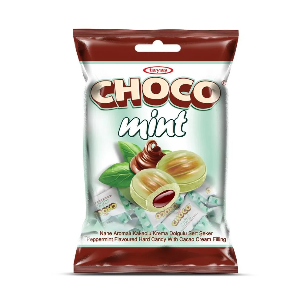 CHOCO MINT Nane Aromalı Kakao Krema Dolgulu Sert Şeker 1000g (1 Poşet)